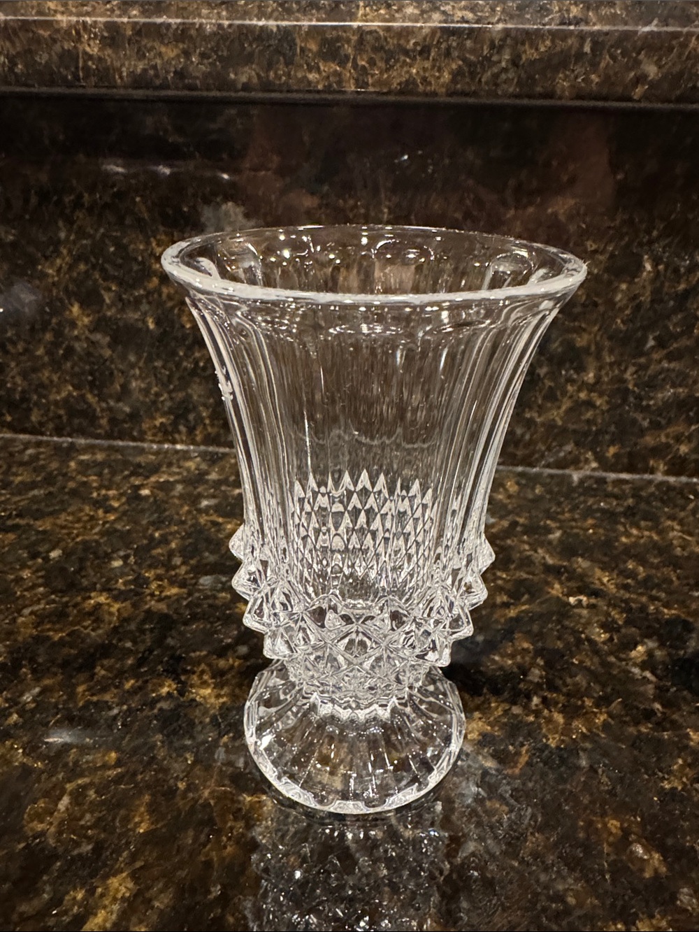 Clear Glass Decorative Vase - Classic Fluted Design - Cristal d’Arques France